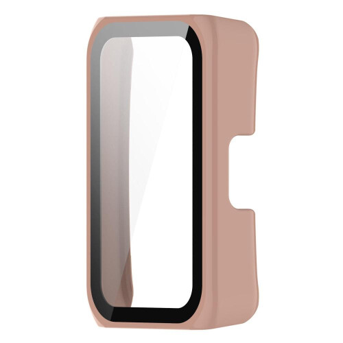 (Pink) Tempered Glass+Watch Case For Huawei Band 6 / 7 / 8 / 9 NFC Screen Protector Honor Band 6 7 Case Cover Bumper