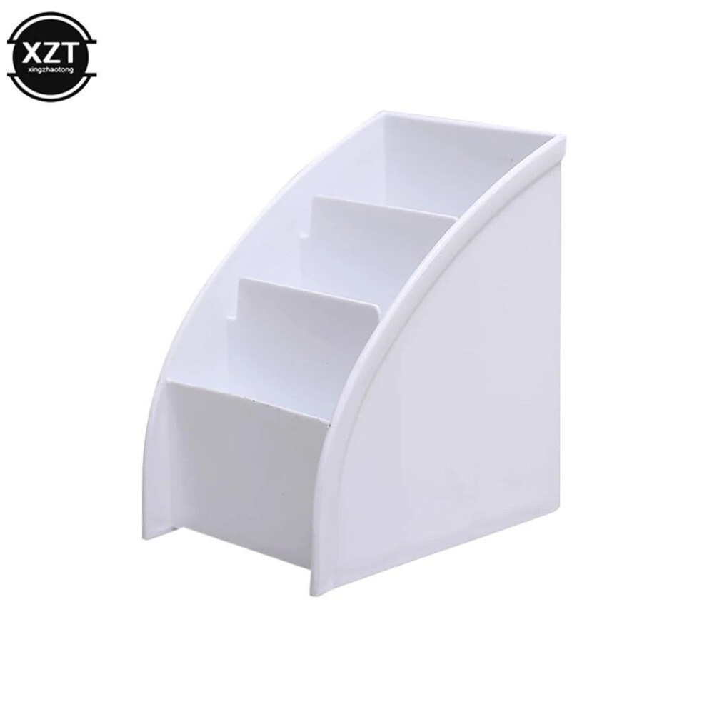 (White) Multifunctional 3 Grid Remote Control Box Cosmetics Desktop Storage Case Stand Holder Office Stationery Phone Organizer 3 Colors