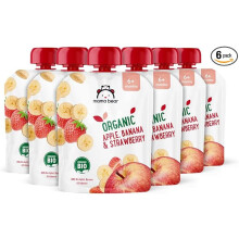 Mama Bear Fruit Pouch, Organic Apple, Banana and Strawberry Purée, vegetarian, 90 g (Pack of 6)