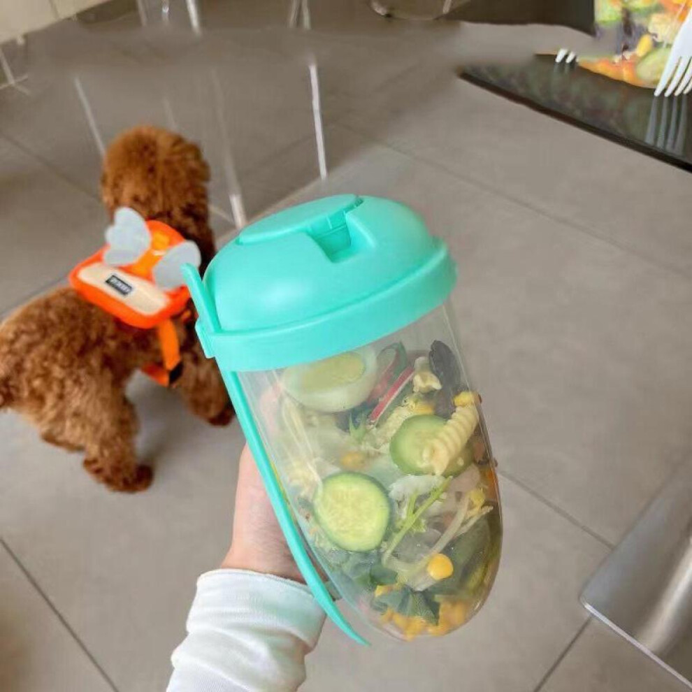(green) Breakfast Salad Cup Yogurt Milk Cups Portable with Fork Sauce Cups Bottle Food Storage Bento Box Lunch Box