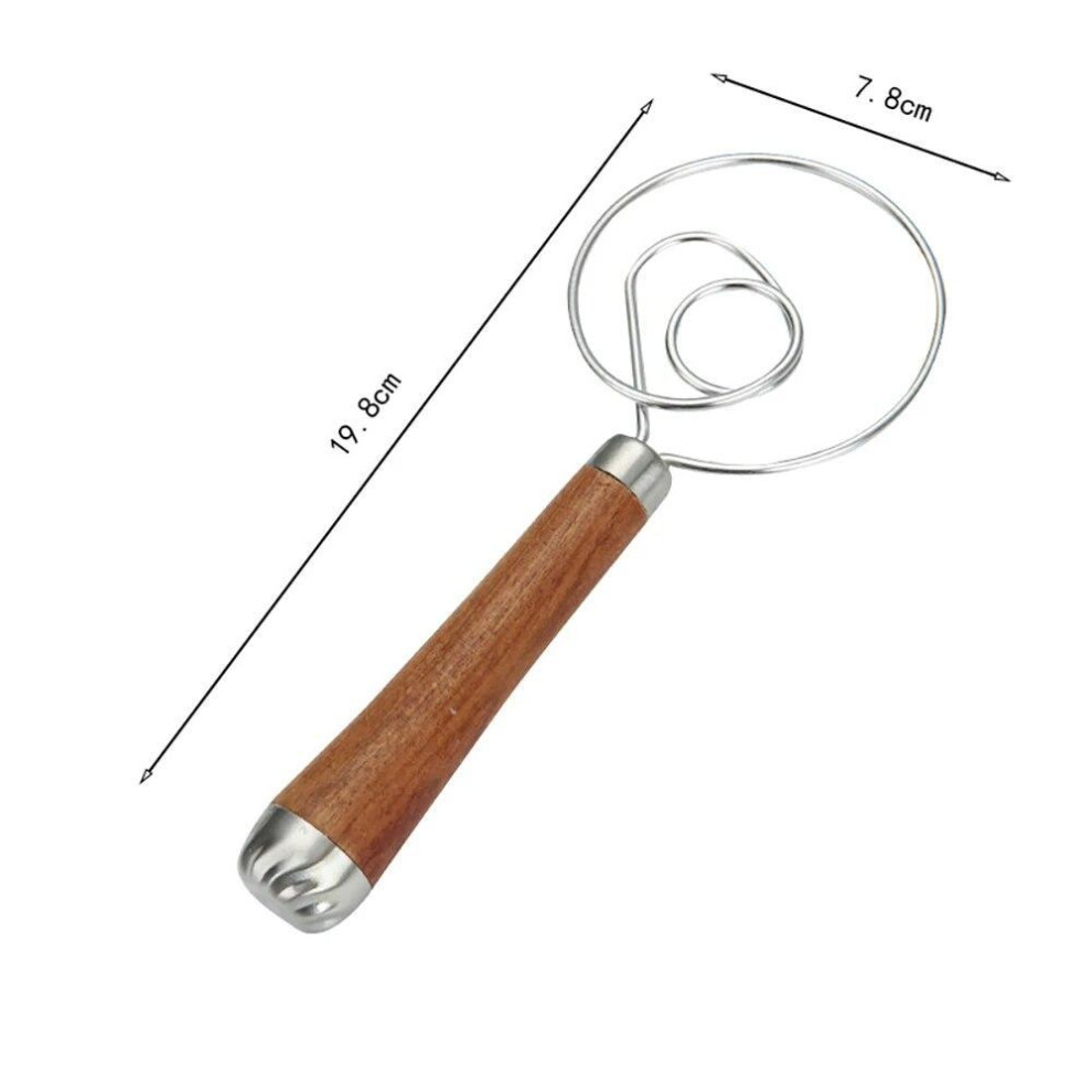 Danish Dough Whisk Wooden Handle Eggs Cream Mixing Rods Double Holes Flour Cake Stirrer Whisk Kitchen Baking Tools