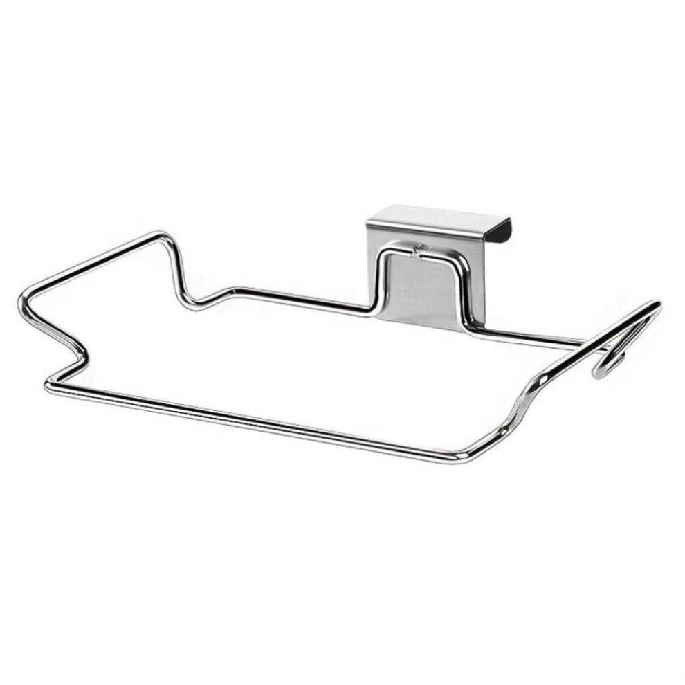 Stainless Steel Kitchen Trash Rack Cabinet Door Garbage Bags Holder Closet Garbage Storage Holder Towel Hanging Organizer