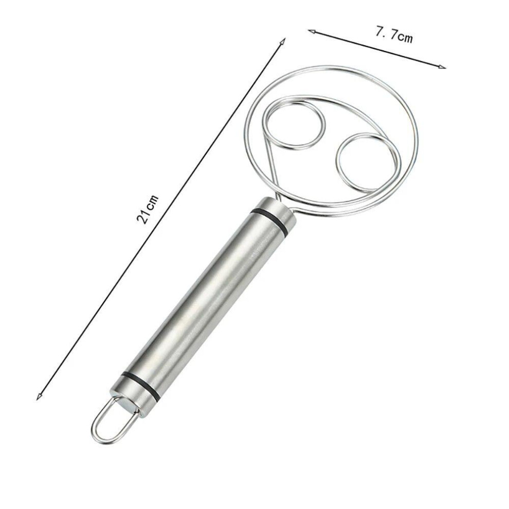 Danish Dough Whisk Wooden Handle Eggs Cream Mixing Rods Double Holes Flour Cake Stirrer Whisk Kitchen Baking Tools