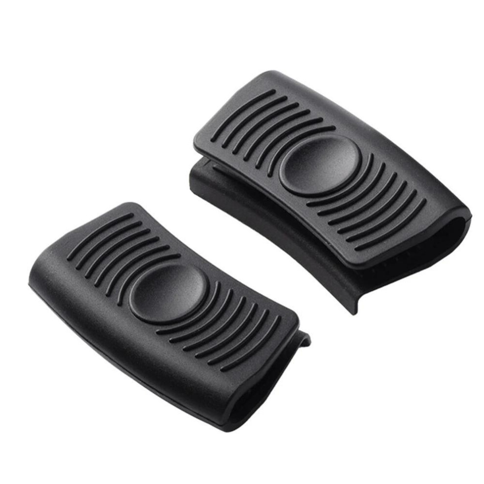 (black) 2pcs Silicone Anti-Scald Pot Handle Grip Cover Anti-slip Heat Resistant Pot Clip Holder Sleeve for Frying Cast Iron Skillet Pan