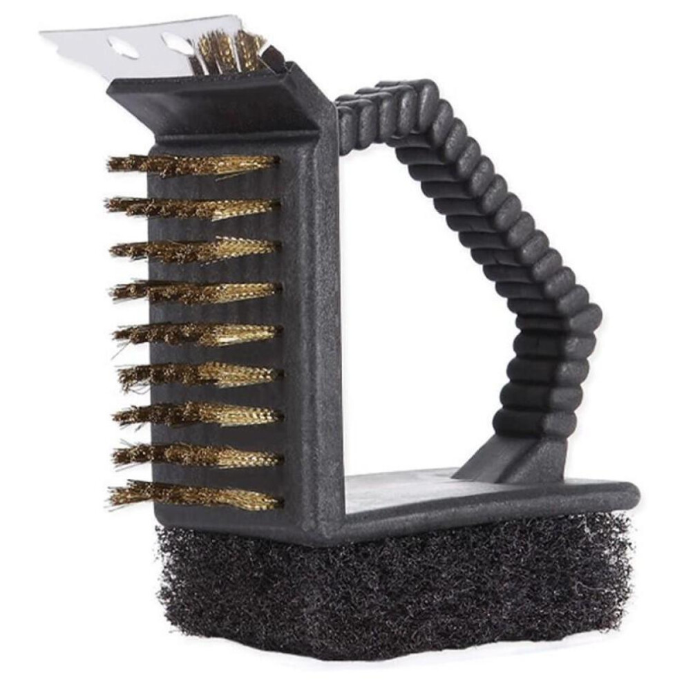 3 In 1 BBQ Grill Cleaning Brush Barbecue Grill Cleaning Kit Cleaner Tool With Integral Steel Scraper Metal Bristles And Sponge