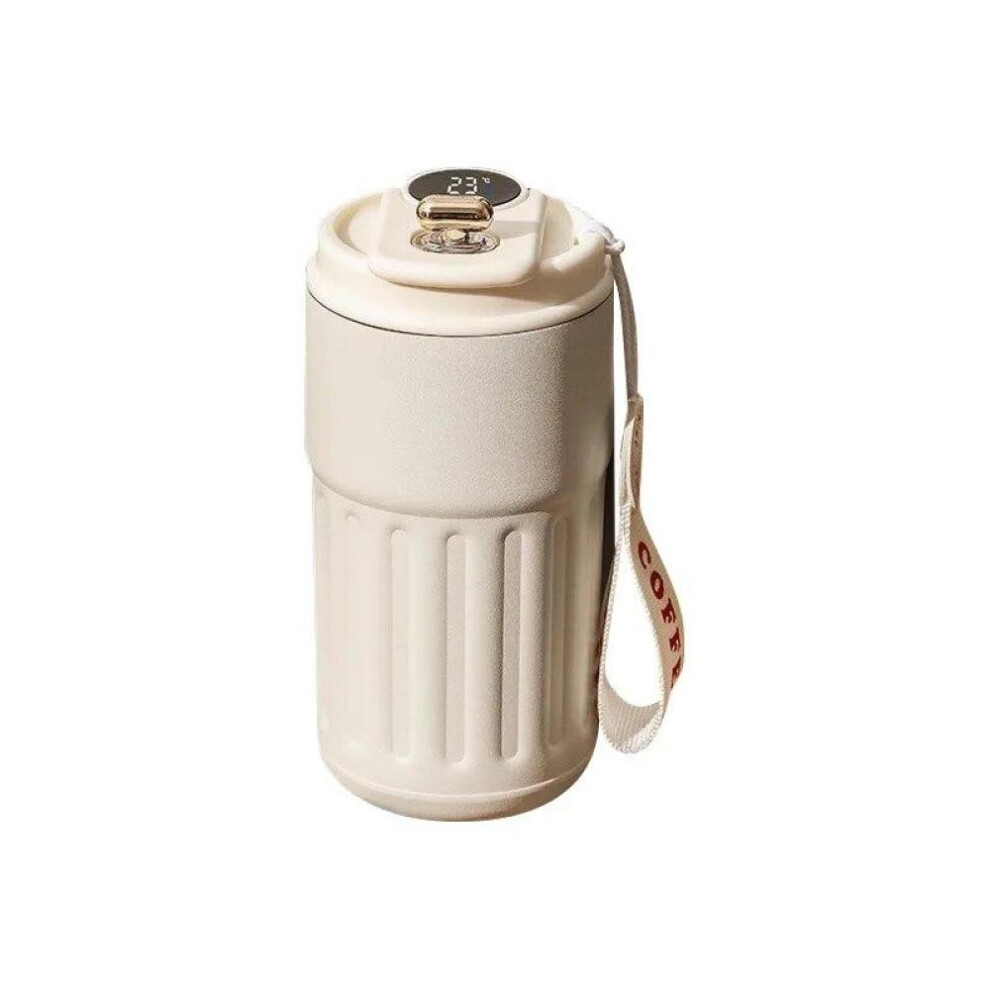 (white) 450ml Thermos Bottle Smart Temperature Display Stainless Steel Vacuum Cup Office Coffee Cup Business Portable Thermal Mug