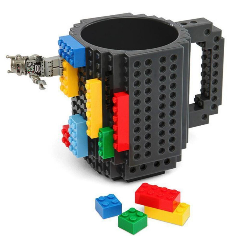 (grey) Personalized Creative Building Block Assembly Cup Children&apos;s Educational Water Cup Drop-resistant Mug