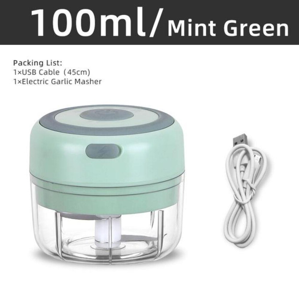 (mint green, 100ml) 100ml/250ml/Set Electric Mini Garlic Masher Chopper Wireless Portable Meat Chopper Seasoning&Spice Food Choppers for Garlic Vege Salad Pepper
