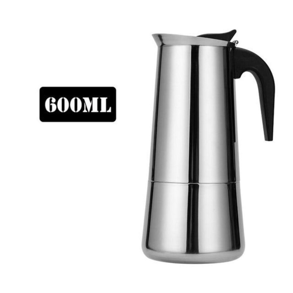 (600ML) Stainless Steel Coffee Maker Moka Pot Geyser Coffee Makers Coffee Pot Espresso Maker Brewer Latte Coffee Tools Percolator Stove