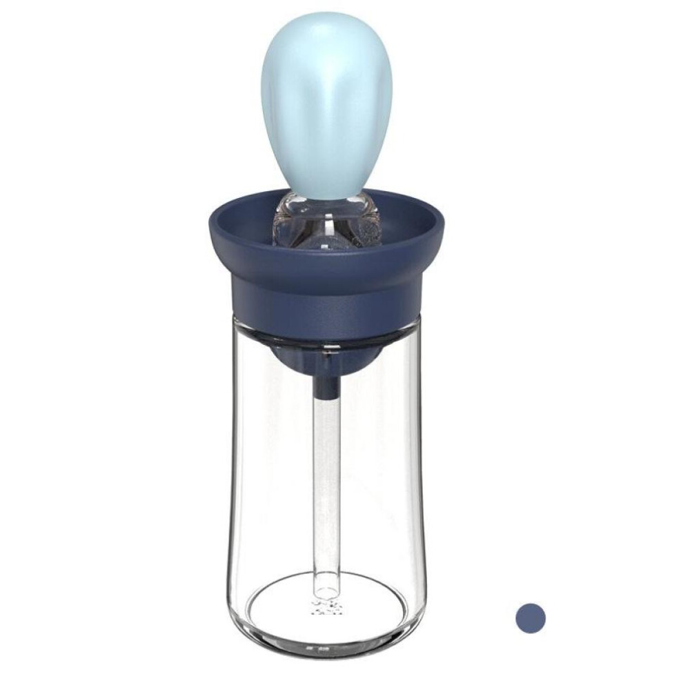 (blue) Kitchen Oil Bottle Silicone Glass Oil Container With Brush Barbecue Spray Bottle Oil Dispenser For Kitchen Cooking BBQ Tool