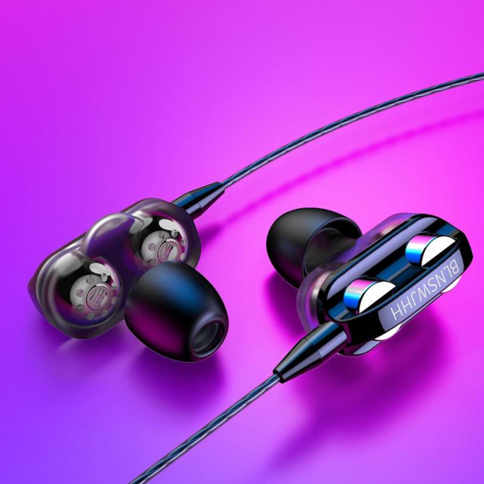 (black) VAORLO Dual Driver Earphone Wire volume With microphone Hifi Stereo Music Earbuds for iPhone Samsung Huawei xiaomi Headset