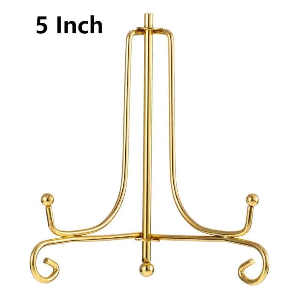 (Gold) Iron Display Stand Metal Easel Stand for Picture Frame Decorative Plate Book Photo Anti-Slip Display Dish Rack Shelf Home Decor