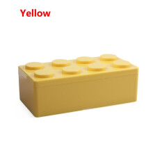(Yellow) New Creative Storage Box Building Block Shapes Plastic Saving Space Box Superimposed Desktop Handy Office Supplies