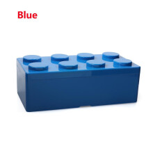 (Blue) New Creative Storage Box Building Block Shapes Plastic Saving Space Box Superimposed Desktop Handy Office Supplies