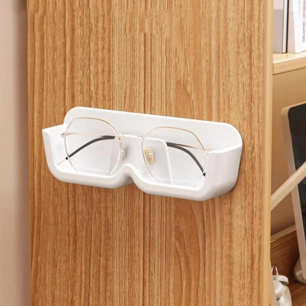(White) Punch-free Glasses Storage Rack Wall Mounted Sun-glasses Display Holder Wardrobe Decoration Storage Box Sunglass Organizer