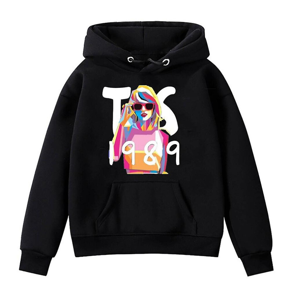 (Black, 8-9 Years) Kids Girls Taylor Swift 1989 Printed Sweatshirt Casual Long Sleeve Hoodies Pullover
