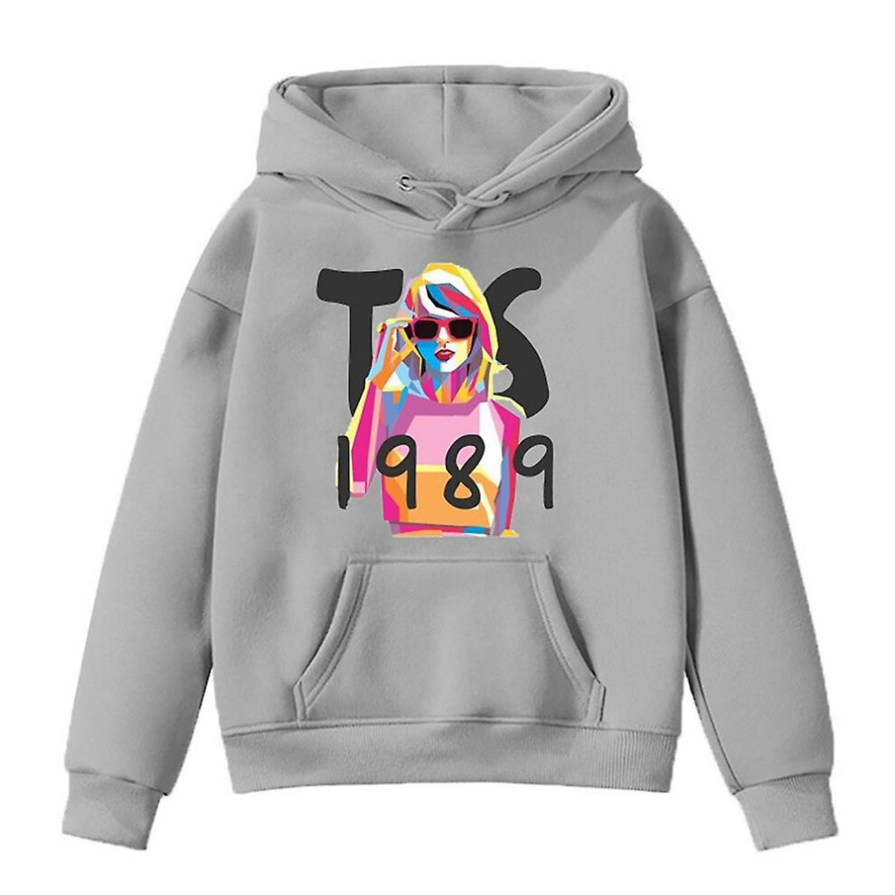 (Gray, 9-10 Years) Kids Girls Taylor Swift 1989 Printed Sweatshirt Casual Long Sleeve Hoodies Pullover