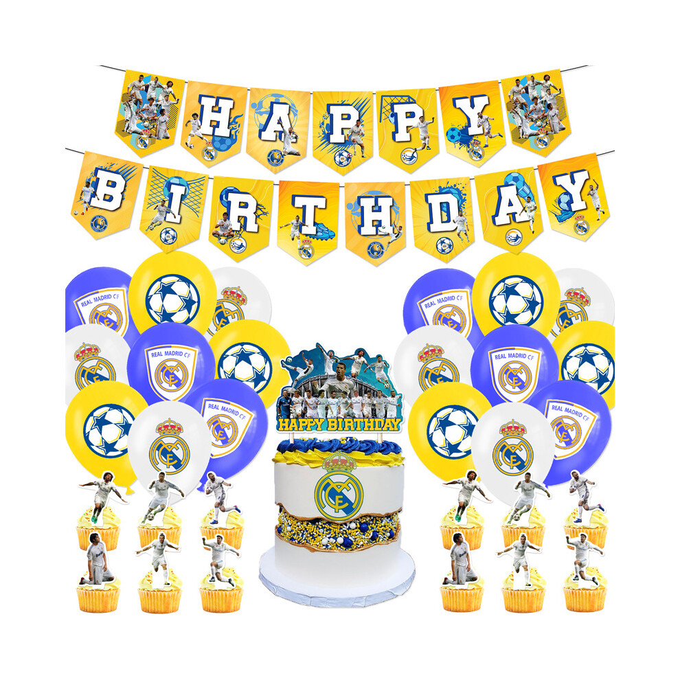 2024 Cartoon Real Madrid CF Balloons Party Supplies Birthday Banner Latex Balloon Decoration Cake Supplies Kids Toys Gift