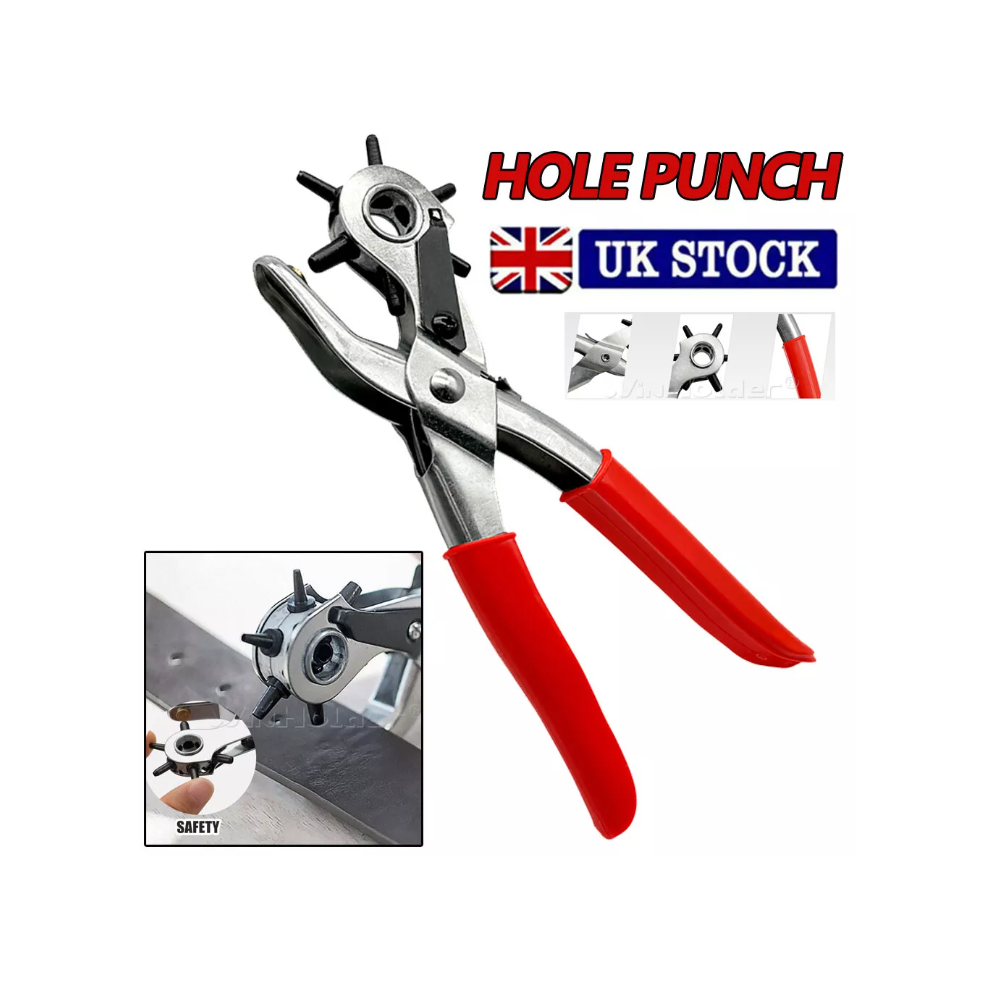 6 Sizes Revolving Belt Hole Punch Rivet Plier Belt Eyelet Hole Puncher 854479175222