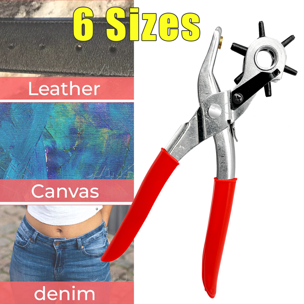 Revolving Leather Punch Rivet Plier 6 Sizes Belts Eyelets and Hole Cut