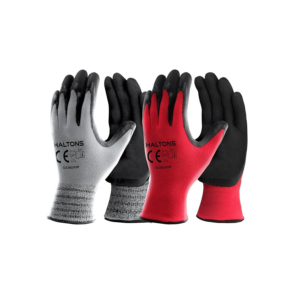 Halton "Haltons Latex & Polyester Work Gloves Durable Gardening Gloves