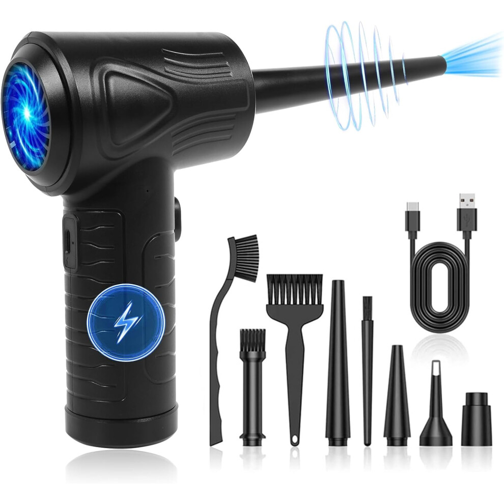(Blowing) Compressed Air Duster Cleaner for Computers - Electric Rechargeable Cordless Blower, 3 Adjustable Speed Electric Air Duster Cleaner
