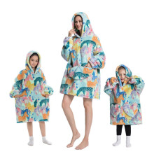 (2, L (90cm)) Girls' Blanket Hoodies cartoon pajam warm pullover