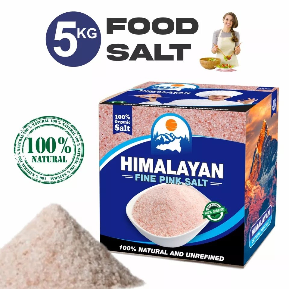 Himalayan Organic Rock pink Salt Food 5KG table Bath natural & pure on