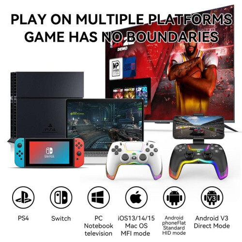 (White) VAORLO Joystick PC Gamepad Mando Ps4 Controle Ps4 Controller Manette Ps4 Control Ps4 Juegos for Multi-Platform Switch/PC/Android/IOS 1
