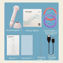 (Pink) Low Temperature 3D Printing Pen Full Set 3D Pen With 3 Colors 1.75mm/0.068in PCL Filament Best Christmas Birthday Gift DIY Pen USB Rechargeable