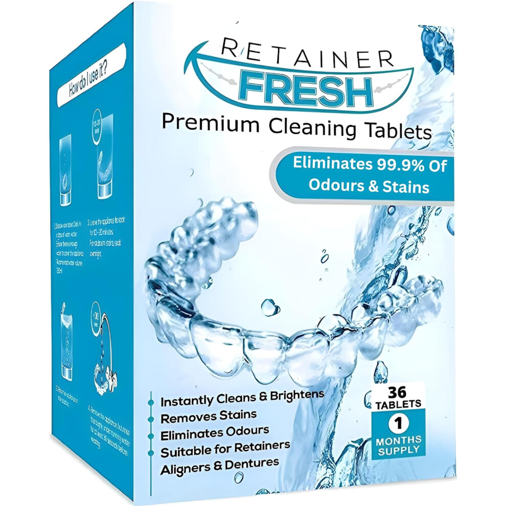 Retainer Cleaning Tablets - 36 Tablets 1 Months Supply Retainer Fresh, Brite, and Stain-Free - Retainer Cleaner Tablet