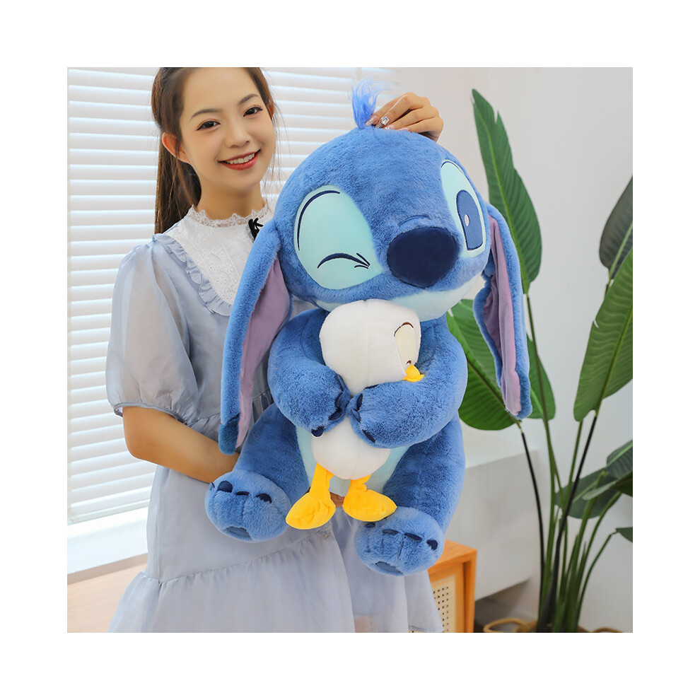 (30cm) Hold Duck Stitch Blue Cartoon Stitch Stuffed Teddy Pillow Children Toy Birthday Present Gift