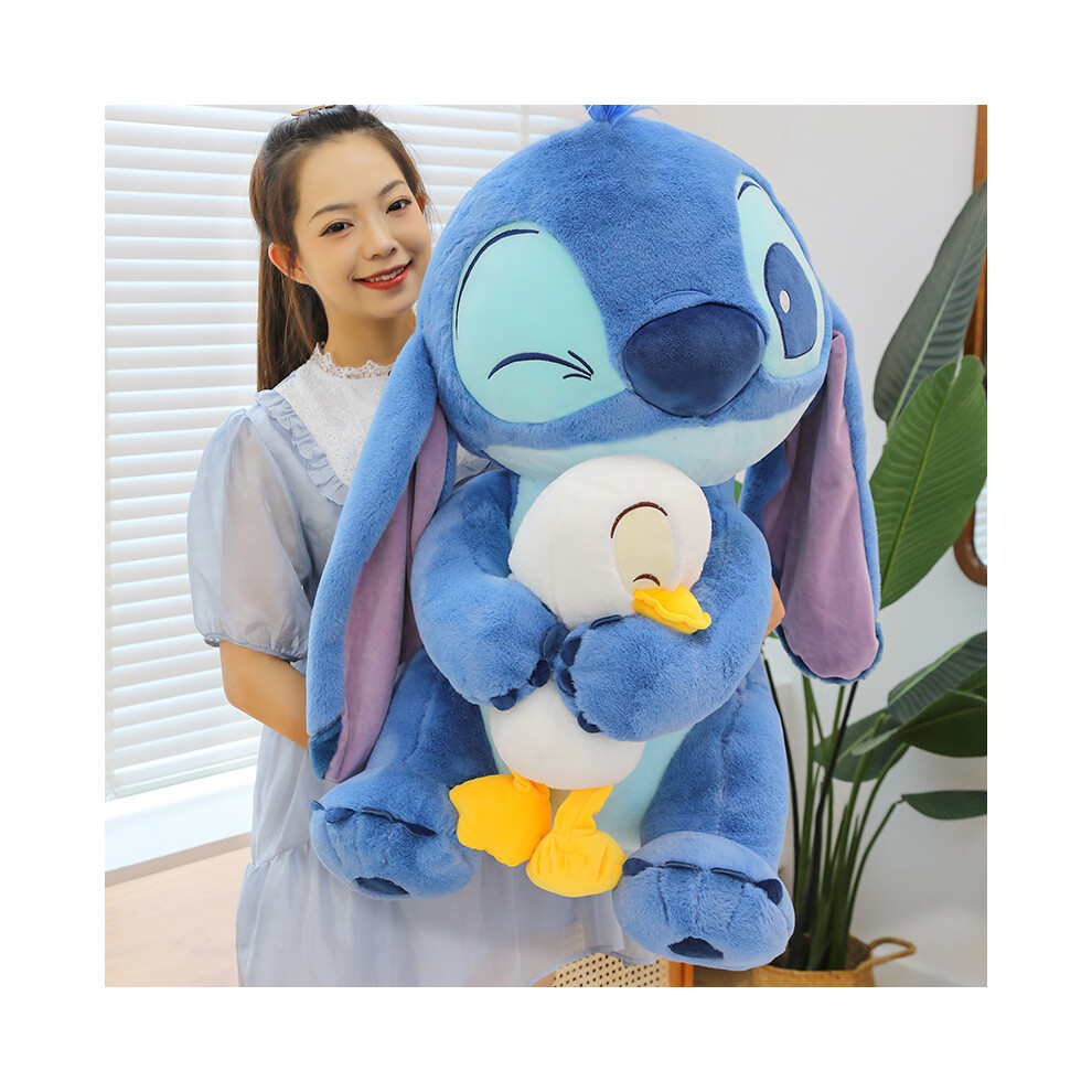 (60cm) Hold Duck Stitch Blue Cartoon Stitch Stuffed Teddy Pillow Children Toy Birthday Present Gift