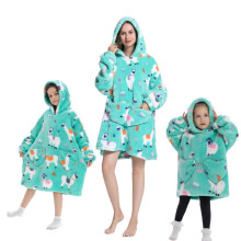 (28, M (75cm)) Girls' Blanket Hoodies cartoon pajam warm pullover