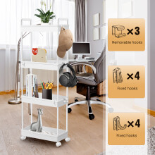 Slim Storage Trolley, 4 Tier Rolling Cart Storage Organizer, Storage Trolley with Wheels,Shelf for Office Bathroom Kitchen Laundry Room Narrow Places