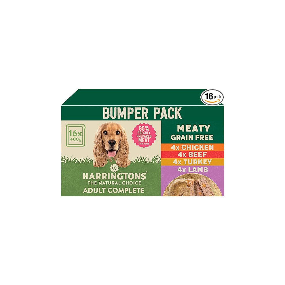 Harringtons Grain Free Hypoallergenic Wet Dog Food Meaty Pack 16x400g