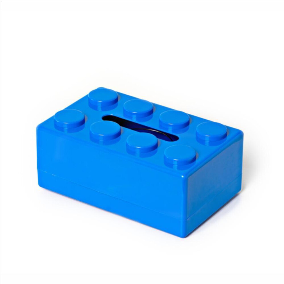 (Blue) Creative Building Blocks Shape Tissue Box Paper Holder Bathroom Face Towel Box Organizer