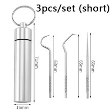 (3pcs) Stainless Steel Toothpick Set Tooth Flossing Reusable Toothpicks Portable Toothpick Floss Teeth Cleaner Oral Cleaning WBL