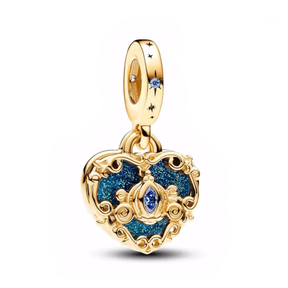 Cinderella Carriage Heart sterling silver charm for pandora bracelet