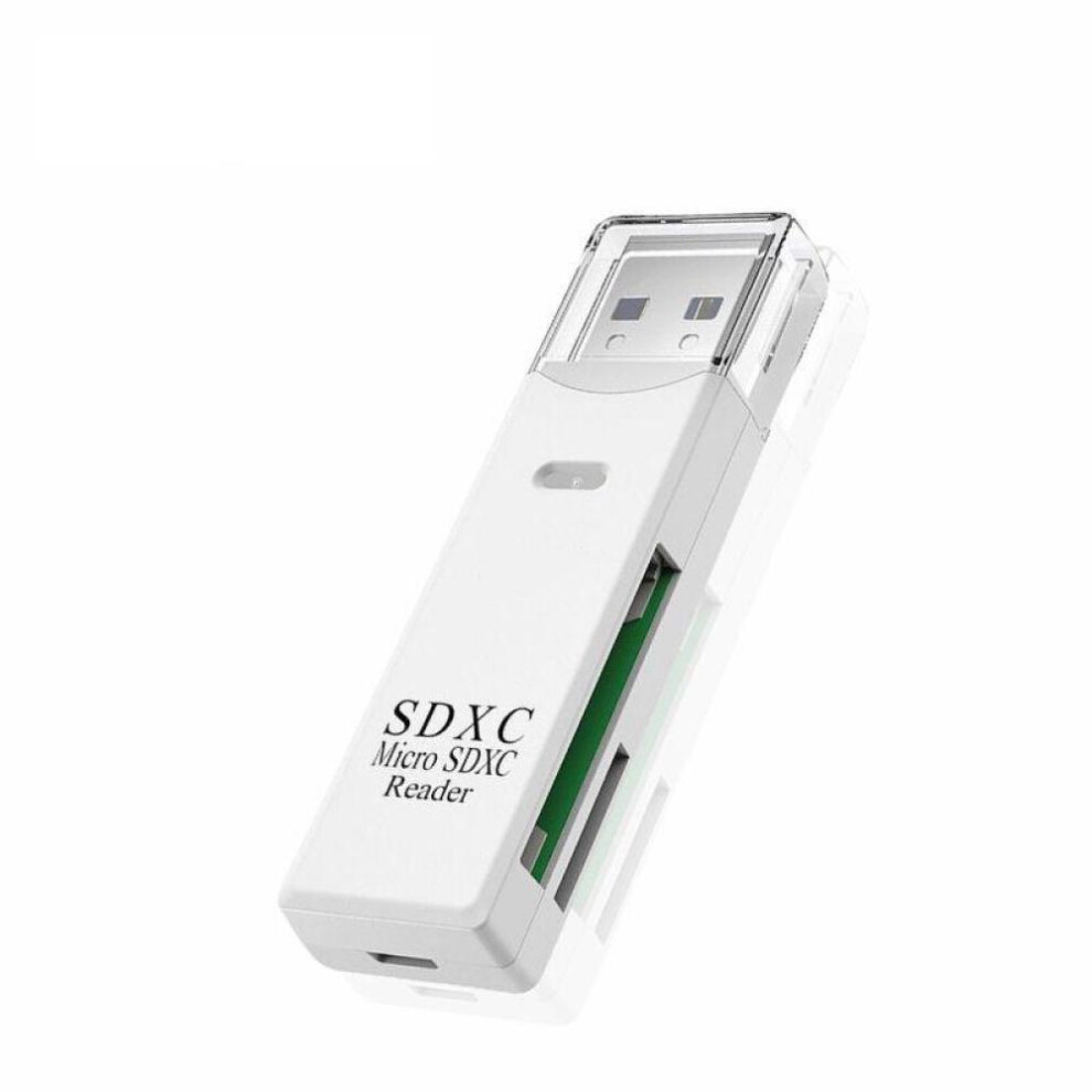 (White) VAORLO Mini Card Reader USB2.0 2 IN 1 for PC Micro SD TF Card Memory Reader Multi-card Writer Adapter Flash Drive Laptop Accessories