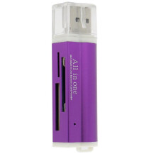 (Purple) VAORLO Card Reader for Micro SD SDHC TF M2 MMC MS PRO DUO All in 1 USB 2.0 Multi Memory