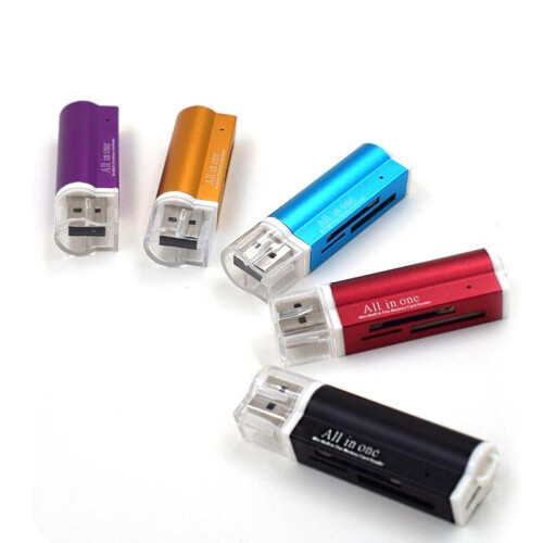 (Purple) VAORLO Card Reader for Micro SD SDHC TF M2 MMC MS PRO DUO All in 1 USB 2.0 Multi Memory 2