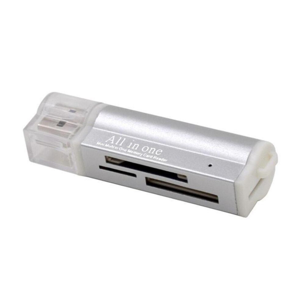 (Silver) Vaorlo Card Reader For Micro Sd Sdhc Tf M2 Mmc Ms Pro Duo All In 1 Usb 2.0 Multi Memory Silver 6976140541946