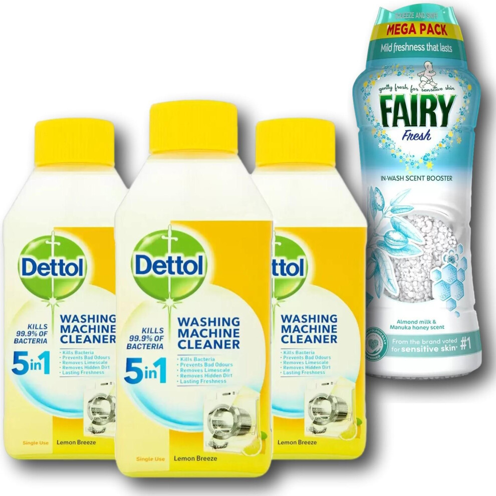 Dettol Washing Machine Cleaner & Fairy Scented Booster Bundle