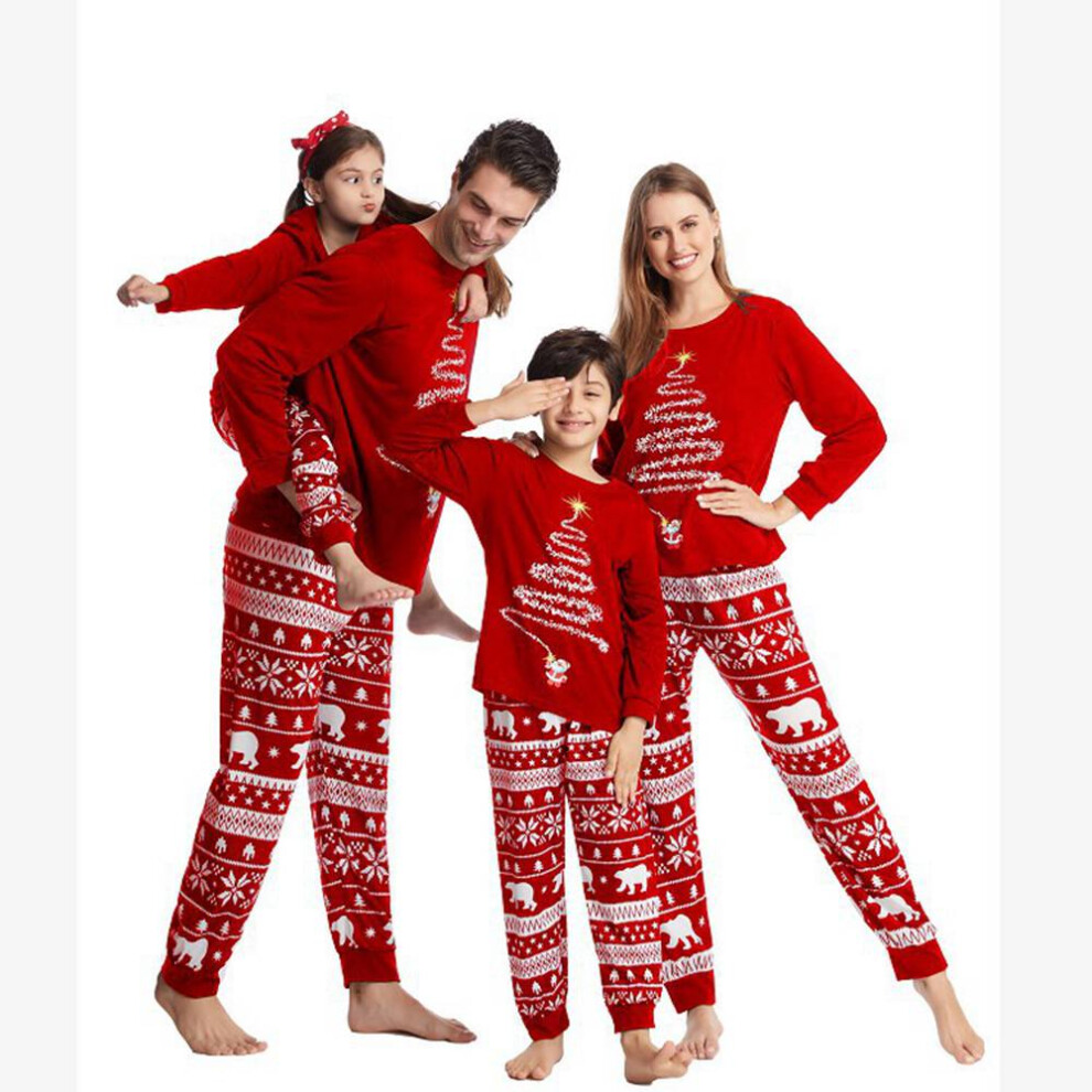 (  Red, Kids-7 Years) Family Matching Christmas Pyjamas Adult Kids Xmas Nightwear Pajamas Pjs Set