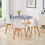 4 White Plastic Leather Chairs with Grey Round Wood Table 2