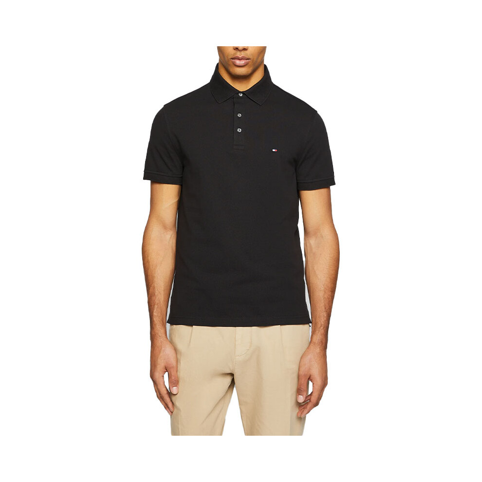 (Black, M) Tommy Hilfiger Mens Polo Shirts 1985 Cotton T-Shirt