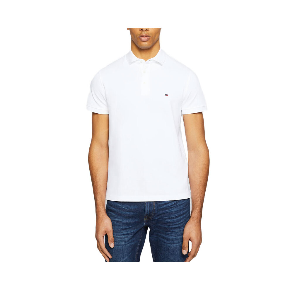 (White, M) Tommy Hilfiger Mens Polo Shirts 1985 Cotton T-Shirt