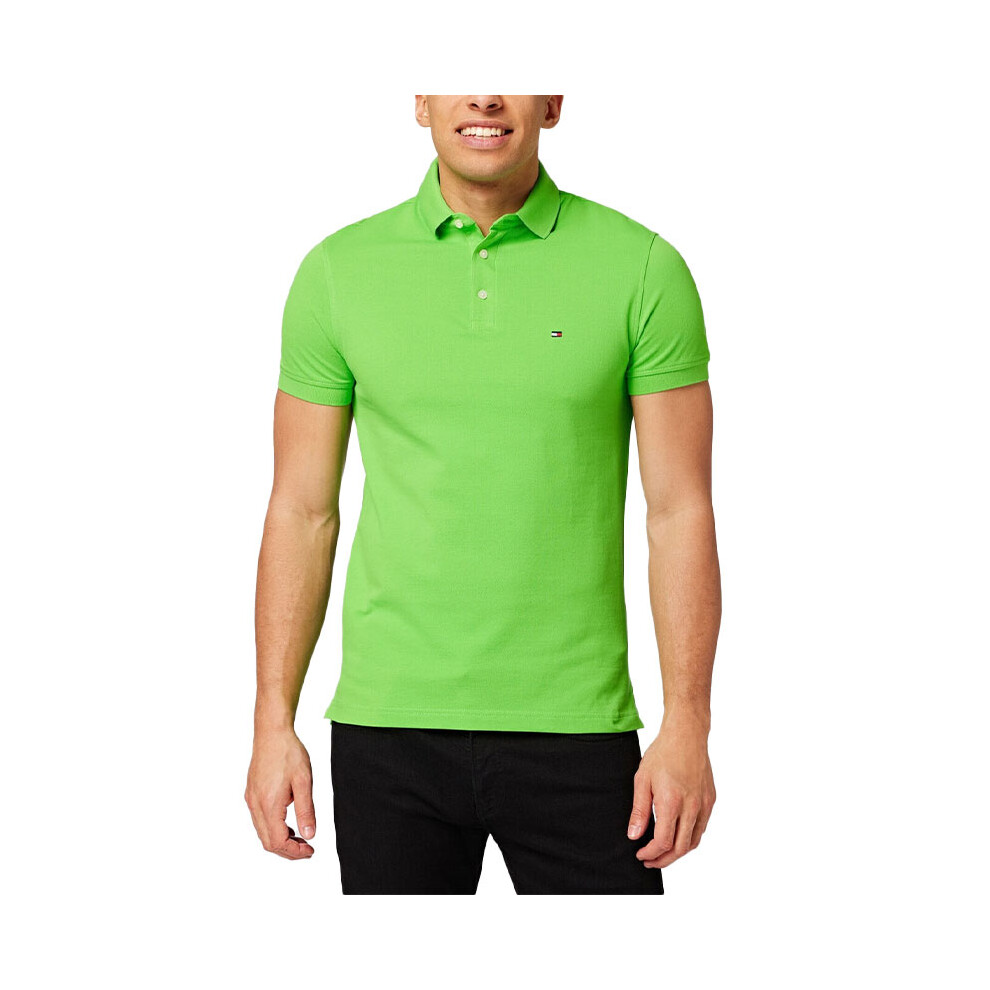 (Neon Green, XS) Tommy Hilfiger Mens Polo Shirts 1985 Cotton T-Shirt