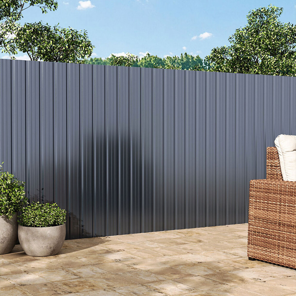 (Grey) Set of 6 Steel Corrugated Panels